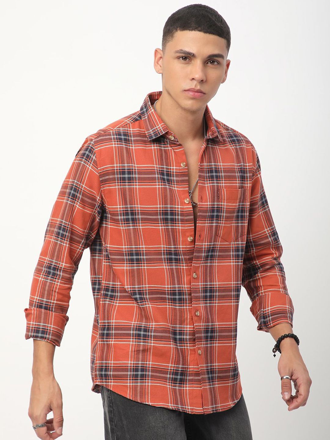 VASTRADO Men Classic Slim Fit Checked Casual Shirt