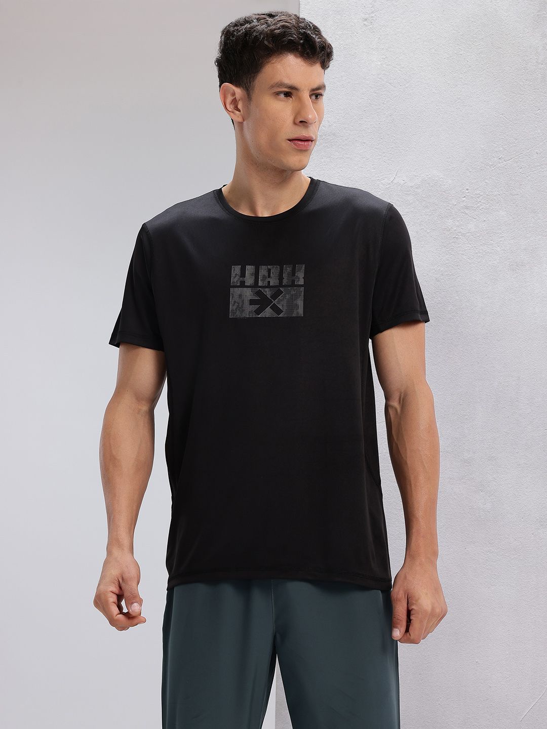 HRX by Hrithik Roshan Brand Logo Print Rapid-Dry Training T-shirt