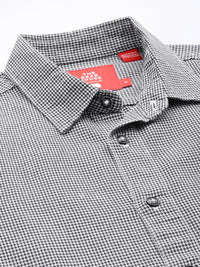 THE BEAR HOUSE Men Slim Fit Opaque Houndstooth Checked Pure Cotton Casual Shirt