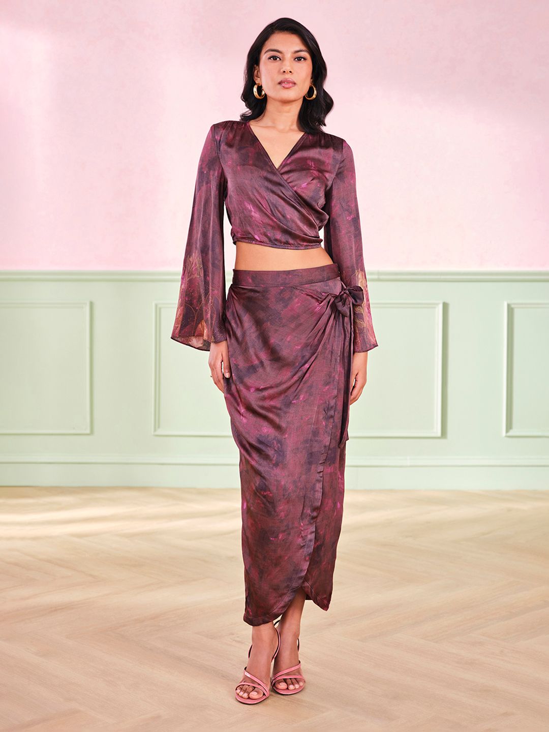 AND Women Dyed Top With Skirt Co-Ords