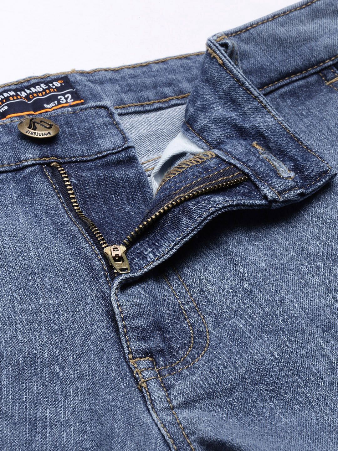 The Indian Garage Co Men Blue Slim Fit Light Fade Stretchable Jeans