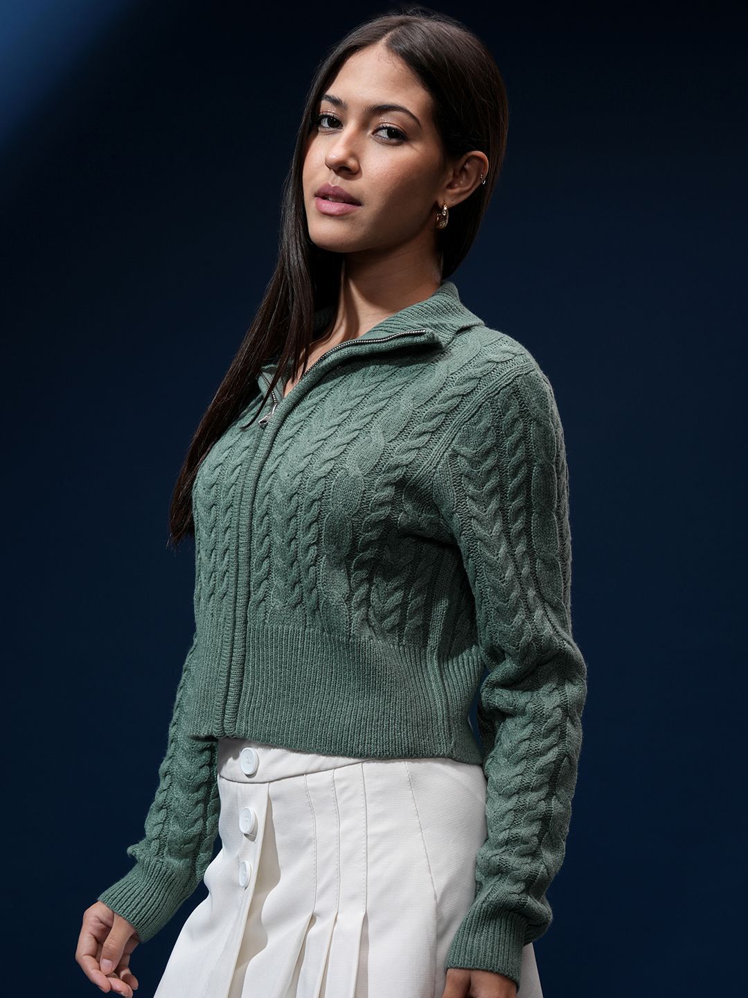 Tokyo Talkies Wanita Kabel Knit Cardigan