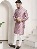 SOJANYA Ethnic Motif Woven Design Mandarin Collar Kurta With Pyjamas