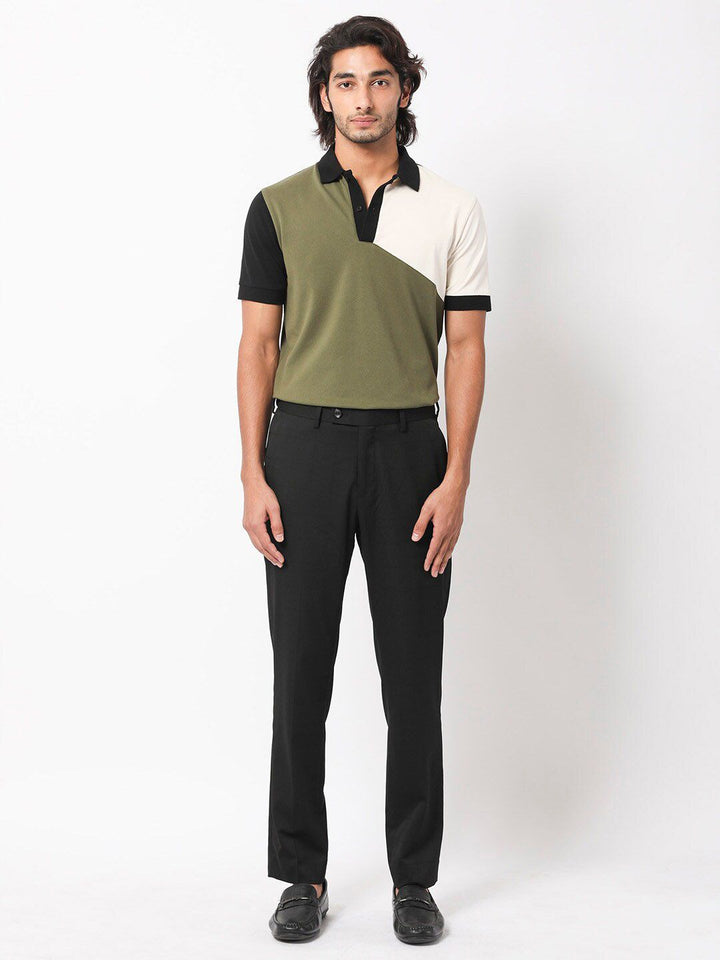 RARE RABBIT Men Rings-4 Slim Fit Solid Polo Collar T-Shirt