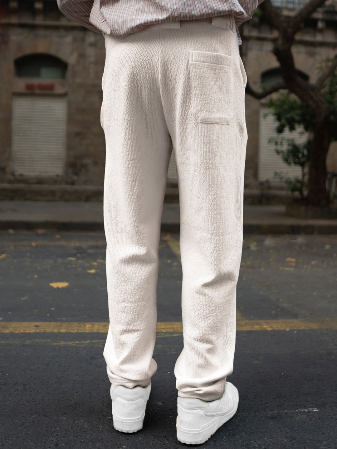 Powerlook Men Cream Structured Track Pant