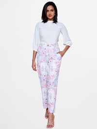 AND Round Neck Puffed Sleeves Gathered or Pleated Top
