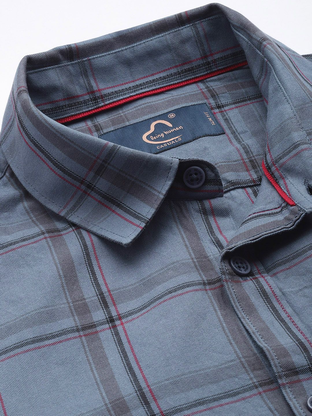 Being Human Pure Cotton Slim Fit Checked Casual Shirt