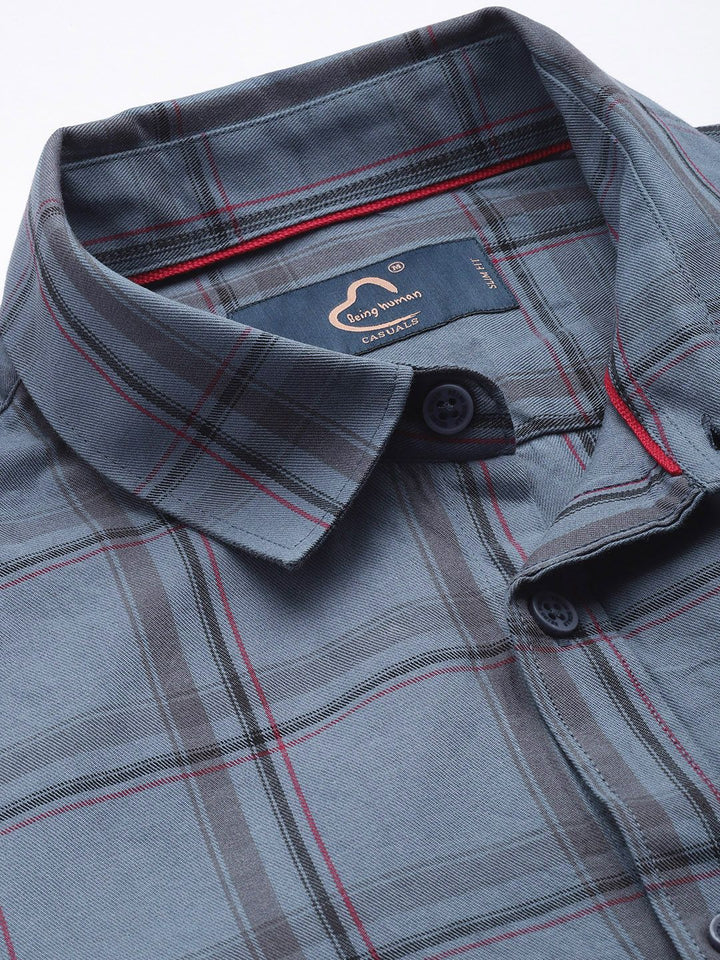 Being Human Pure Cotton Slim Fit Checked Casual Shirt