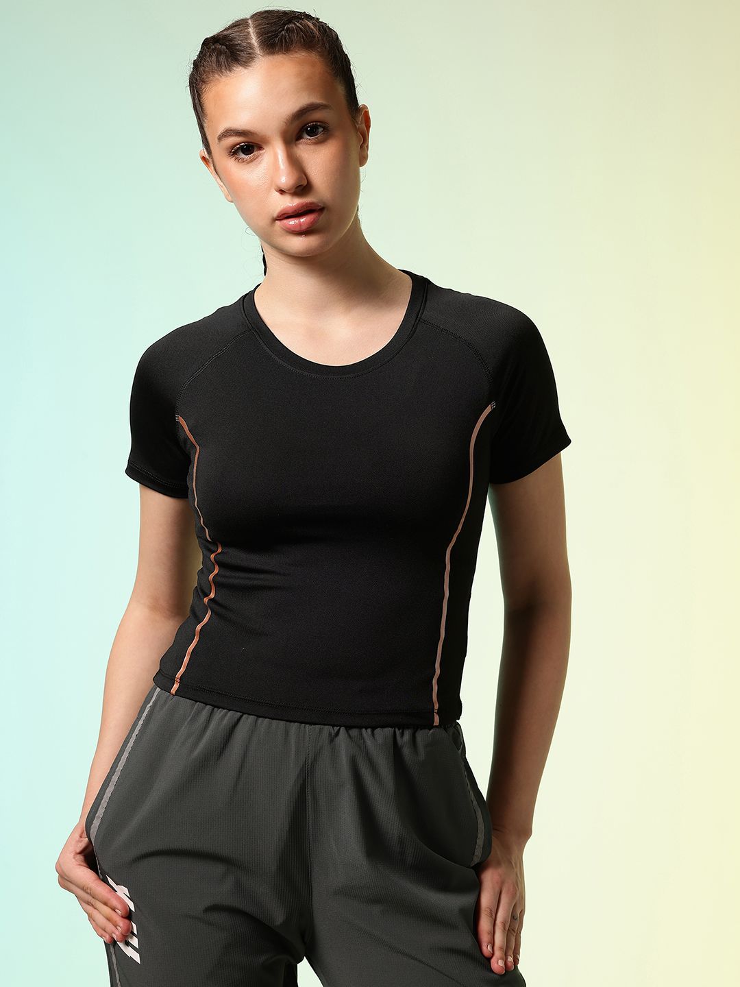 HRX by Hrithik Roshan ACTIVE-GODDESS Slim Fit Rapid Dry Training Crop T-shirt