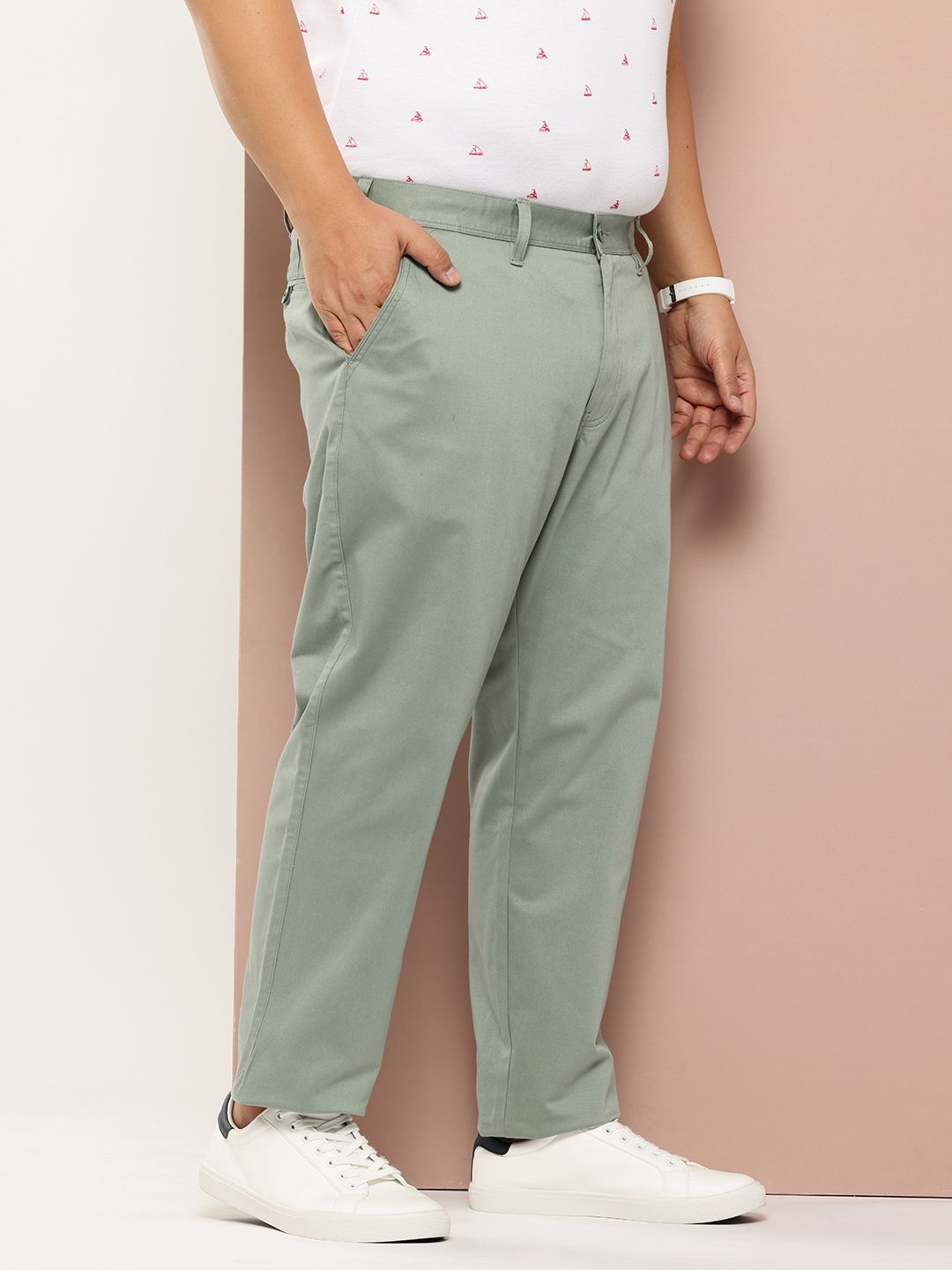 Thomas Scott Men Plus Size Straight Fit Easy Wash Chinos Trousers