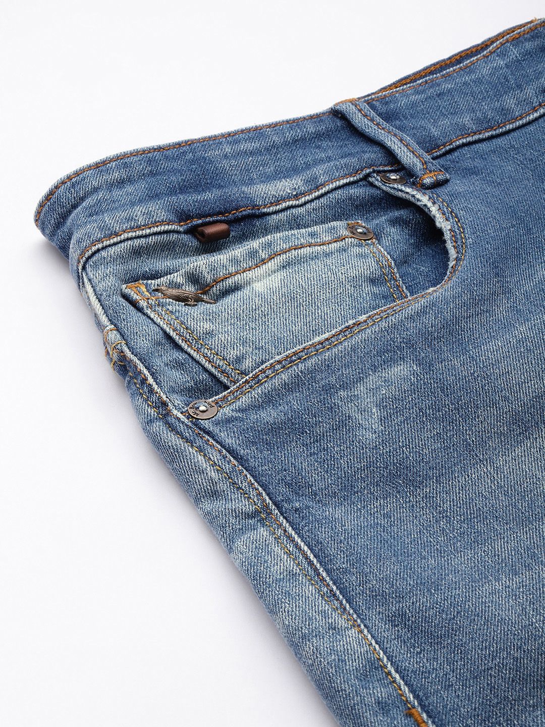 Mr Bowerbird Men Straight Fit Mildly Distressed Light Fade Mid-Rise Stretchable Jeans