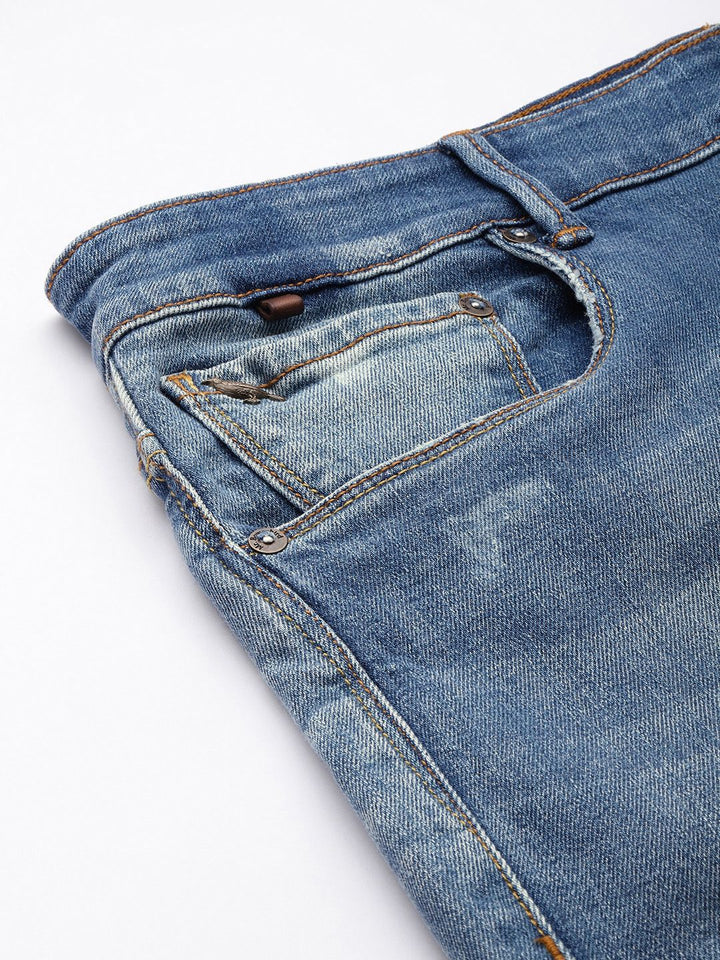Mr Bowerbird Men Straight Fit Mildly Distressed Light Fade Mid-Rise Stretchable Jeans