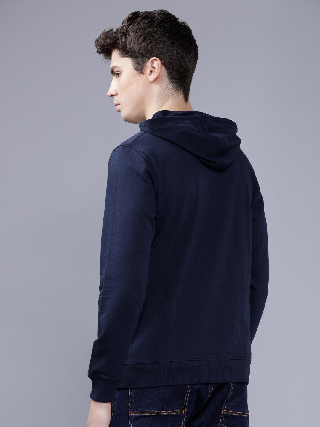 The Indian Garage Co Men Olive Green & White Colourblocked Hooded Sweatshirt