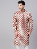 SOJANYA Men Red & Beige Printed Straight Kurta
