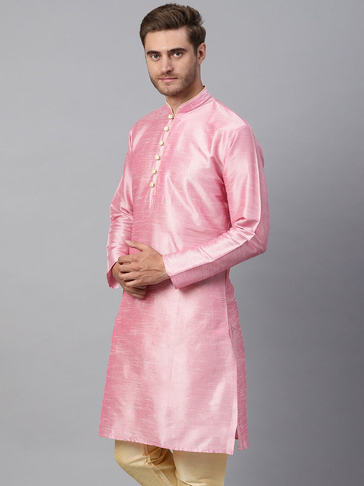 SOJANYA Men Pink Solid Kurta Lurus