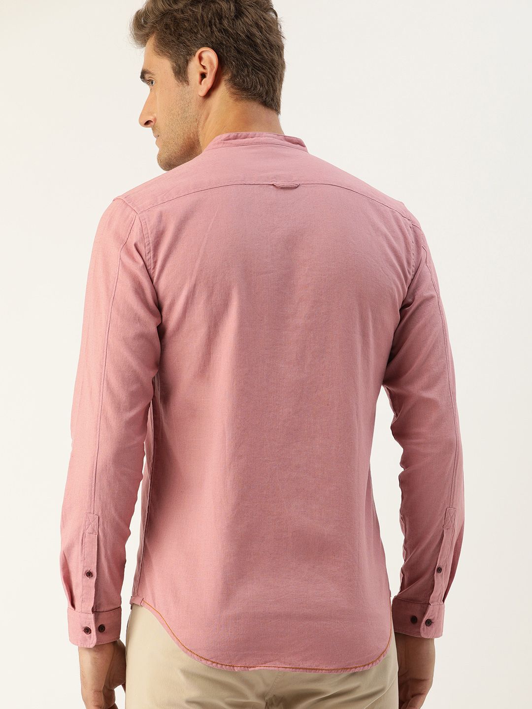 Mr Bowerbird Men Pink Tailored Fit Solid Casual Shirt