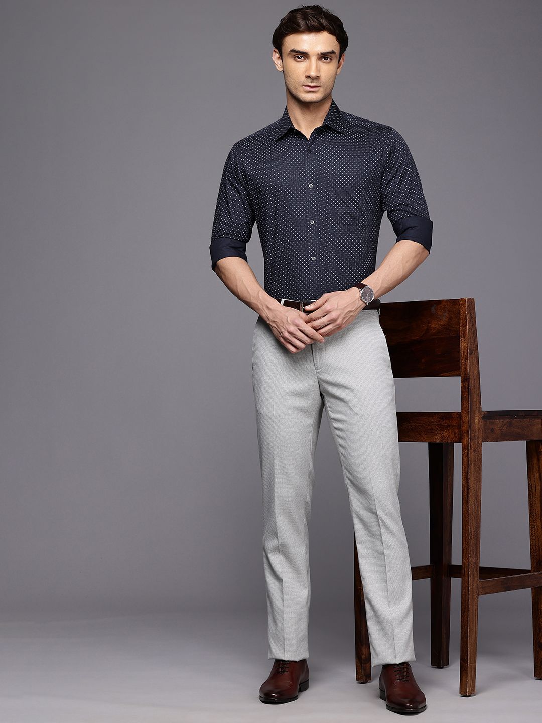 Raymond Pure Cotton Slim Fit Opaque Printed Formal Shirt