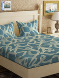 KLOTTHE Biru Turquoise Abstrak Bercetak 300 TC Cadar King Double Dengan 2 Sarung Bantal
