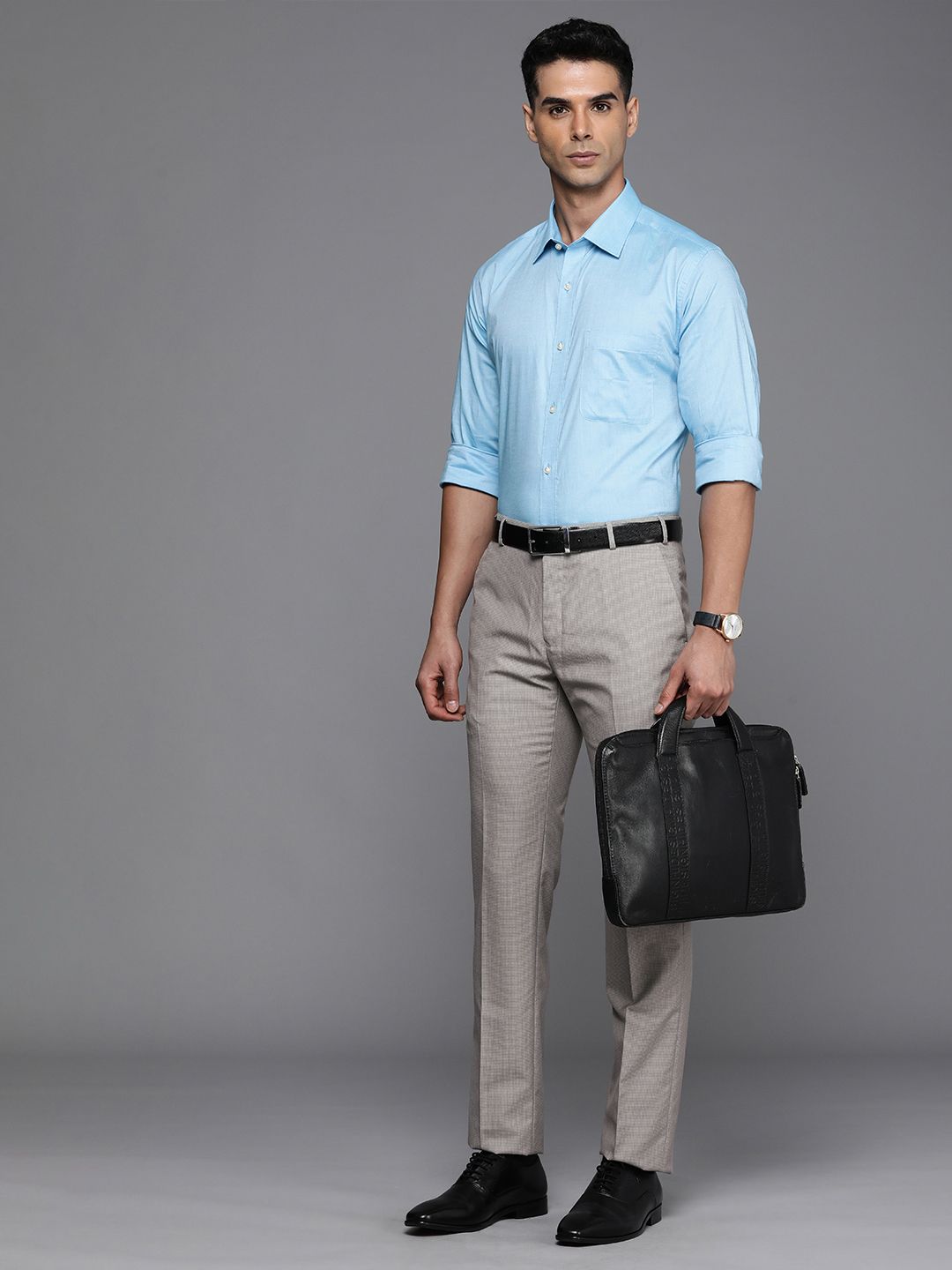 Raymond Men Textured Slim Fit Formal Trouser