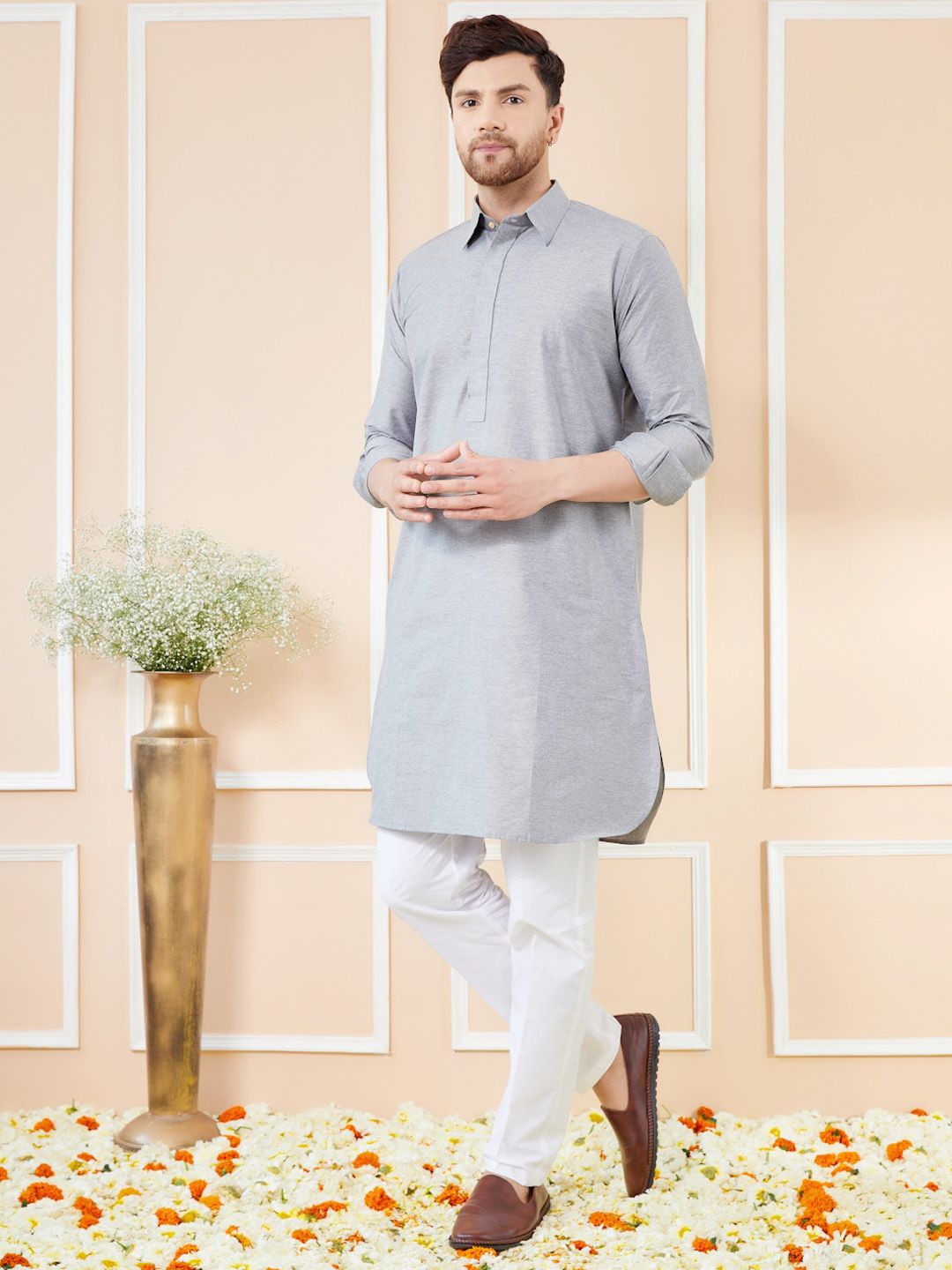 See Designs Shirt Collar Cotton Pathani Kurta