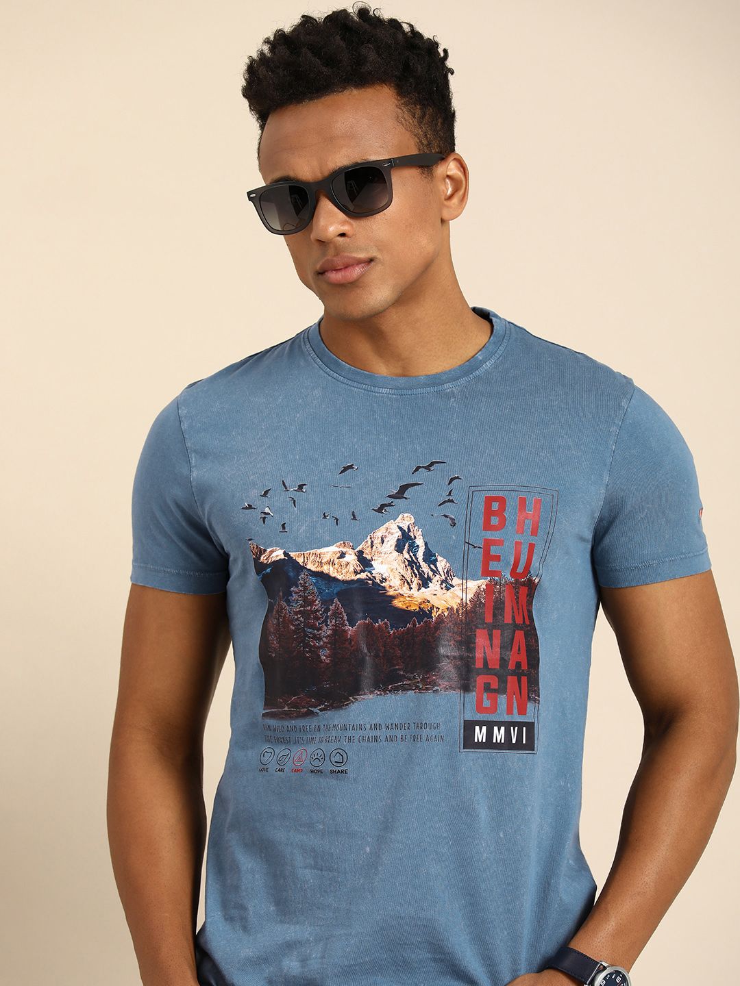 Being Human Graphic Printed Pure Cotton Slim Fit T-shirt