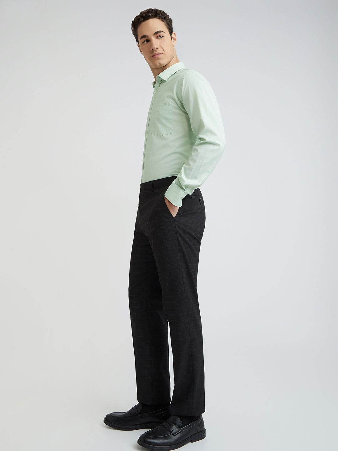 Park Avenue Men Mid-Rise Checked Formal Trouser