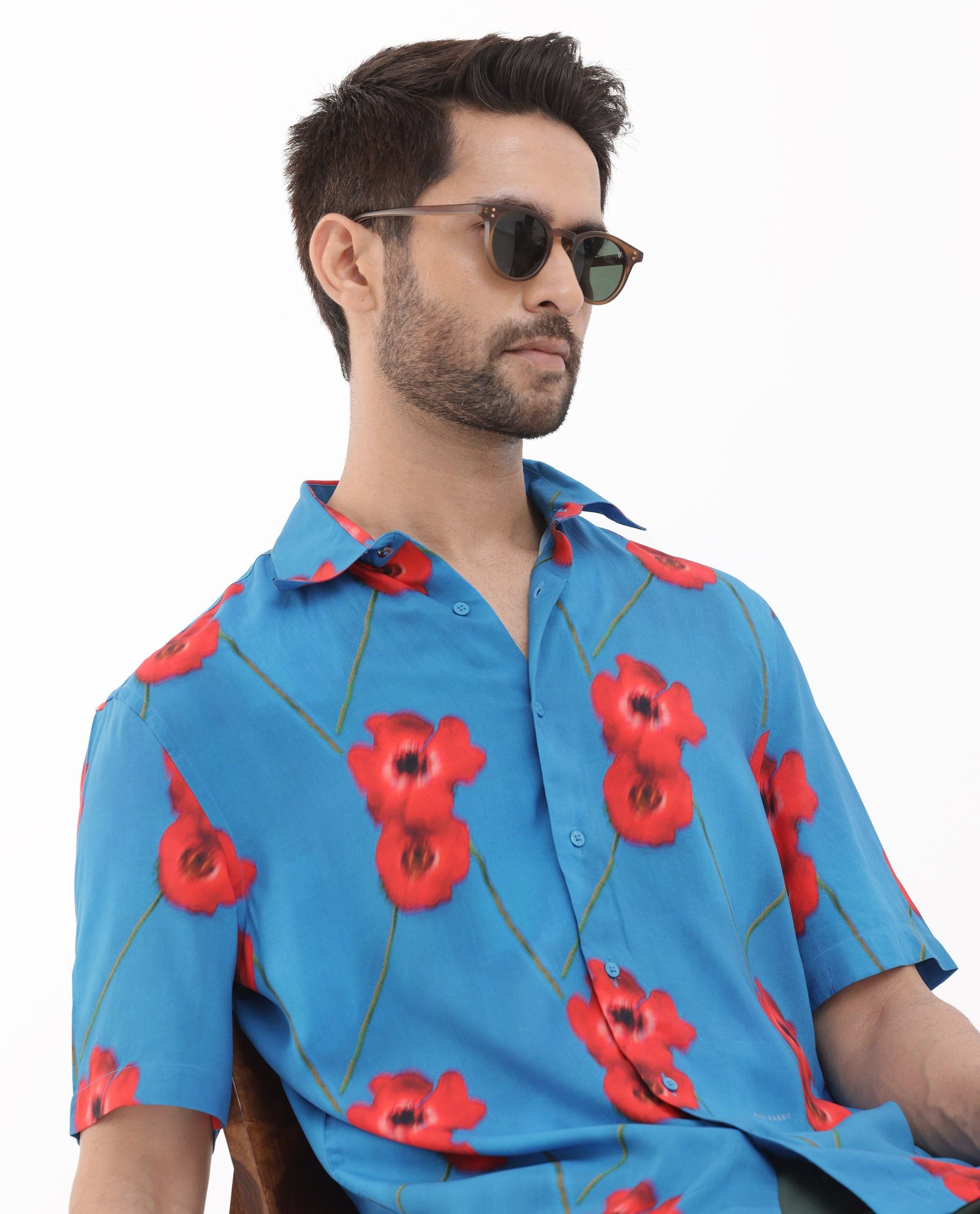 RARE RABBIT Men Bloomer Slim Fit Floral Printed Shirt