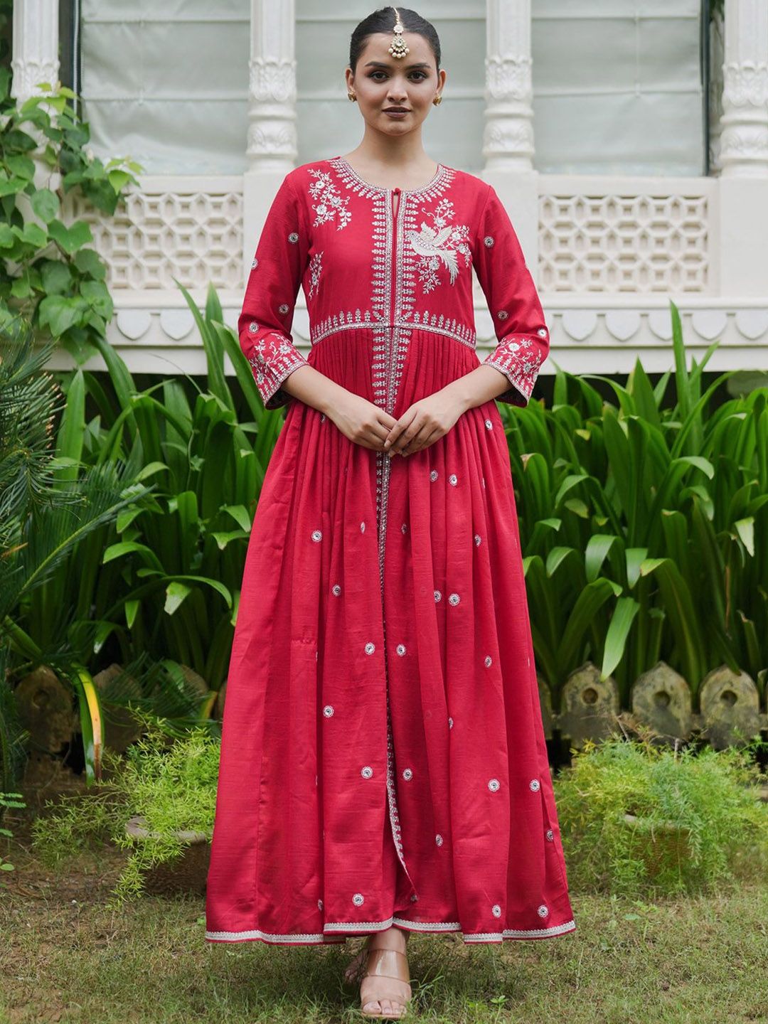 Indo Era Women Ethnic Motifs Embroidered Empire Kurta with Trousers