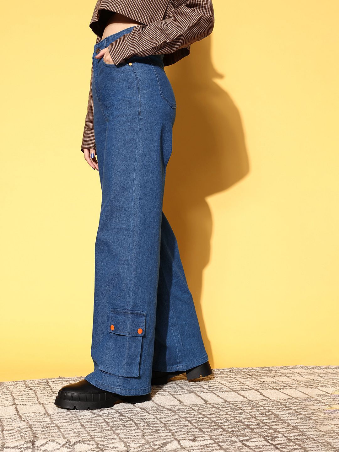 SASSAFRAS Women Blue High-Rise Straight Fit Stretchable Jeans