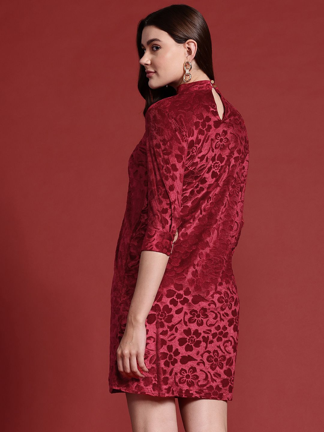 all about you Floral Velvet Sheath Dress