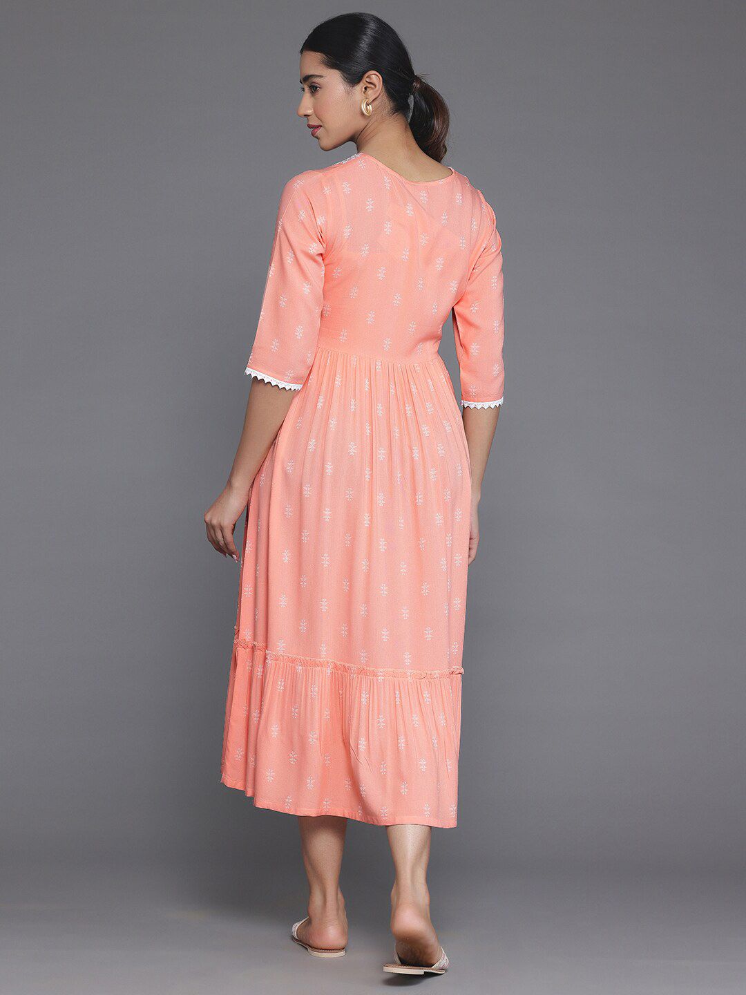 Libas Ethnic Motifs Printed Yoke Woven Design Panelled Dress
