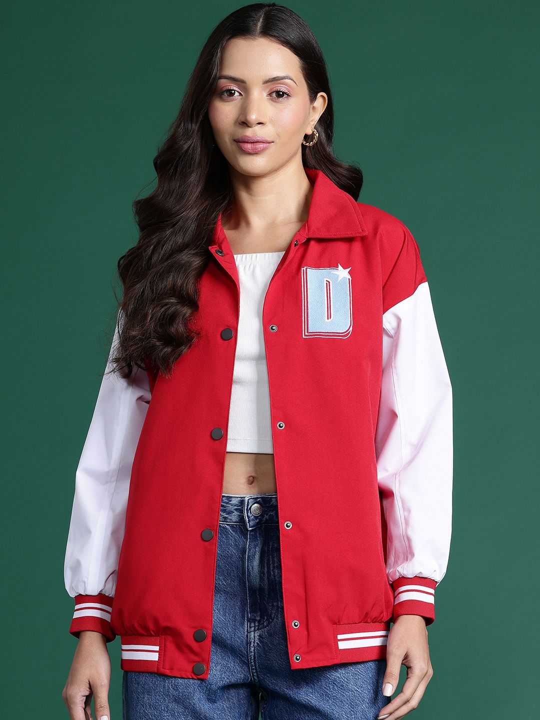 DressBerry Printed Longline Bomber Jacket