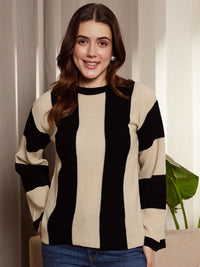 Berrylush Striped Acrylic Pullover Sweater