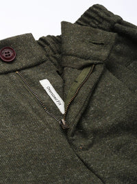 Mr Bowerbird Men Solid Tweed Pleated Cargos Trousers