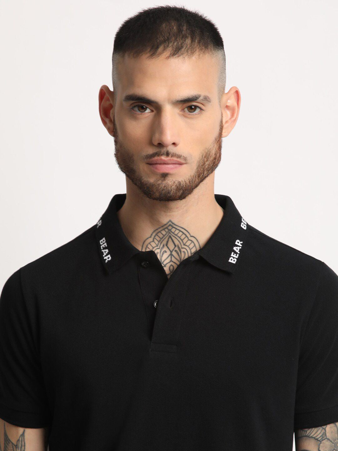 THE BEAR HOUSE Slim Fit Polo Collar Pure Cotton T-shirt