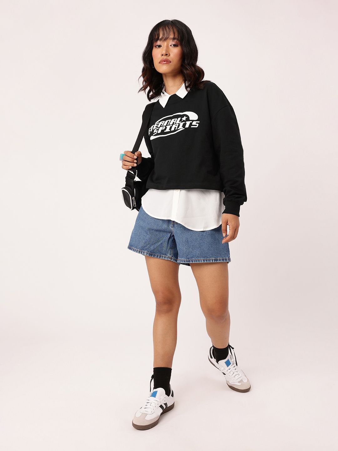 DressBerry Printed Cotton Terry Relaxed Fit Sweatshirt