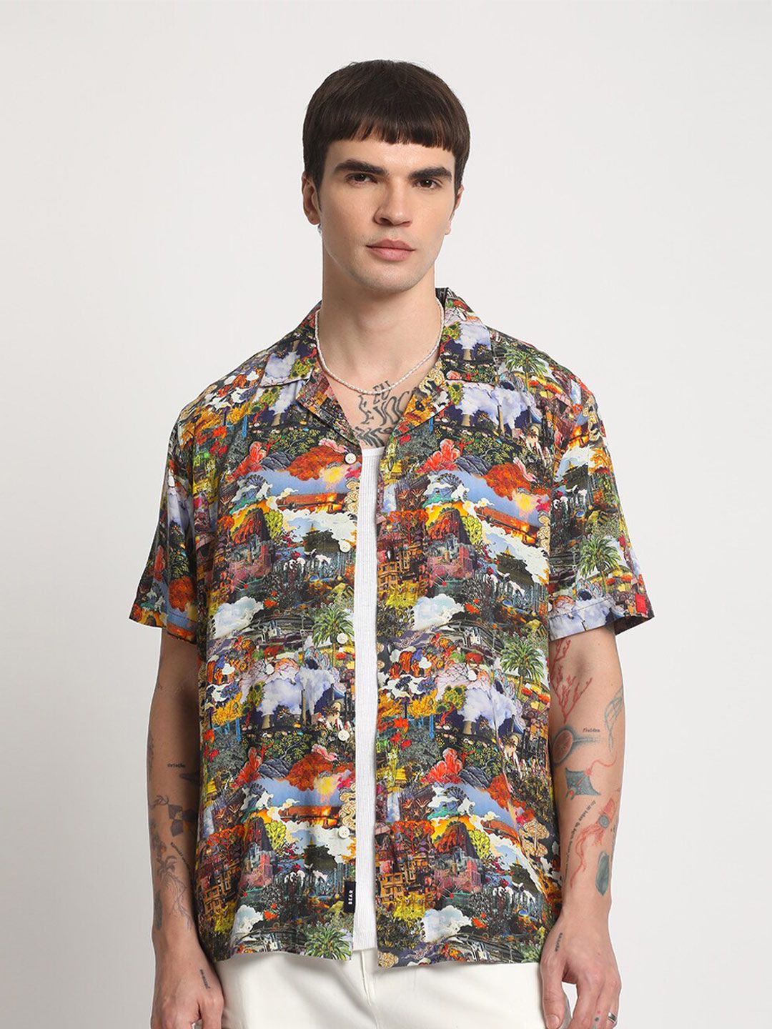 THE BEAR HOUSE Floral Printed Cotton Casual Shirt