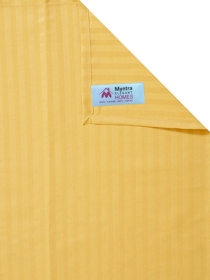 Myntra Elegant Homes Yellow & White Striped 300 TC King Bedsheet dengan 2 Sarung Bantal