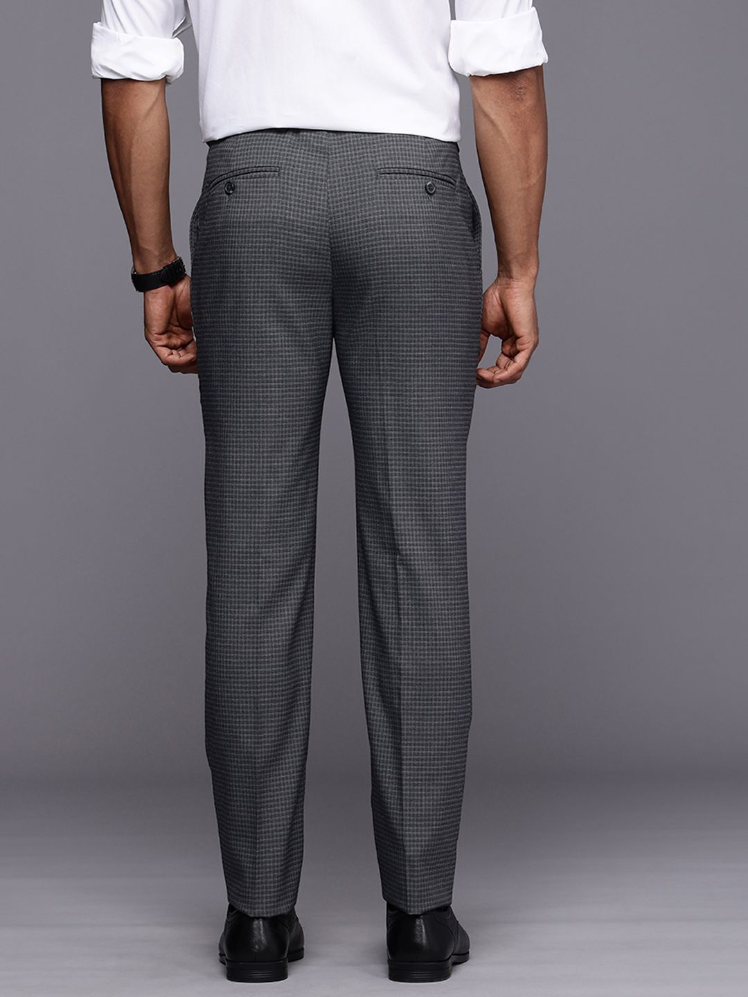Raymond Men Checked Slim Fit Trousers