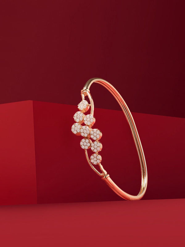 Zaveri Pearls Rose Gold-Plated Cubic Zirconia Studded Kada Bracelet