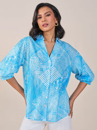 AND Shirt Style Printed Cotton Top