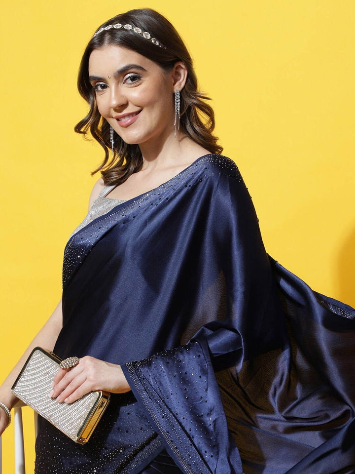 kasee Saree Satin Dihiasi Manik dan Batu