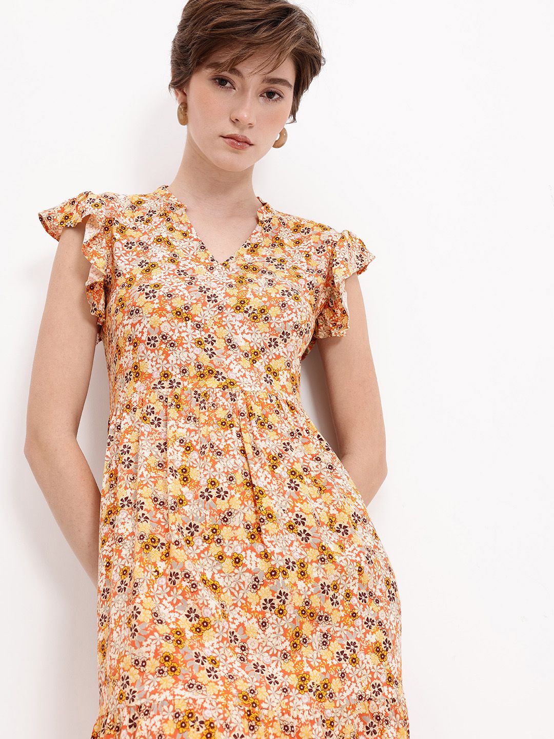 DressBerry Whispering Flutters Autumnal Garden Fit-N-Flow Dress