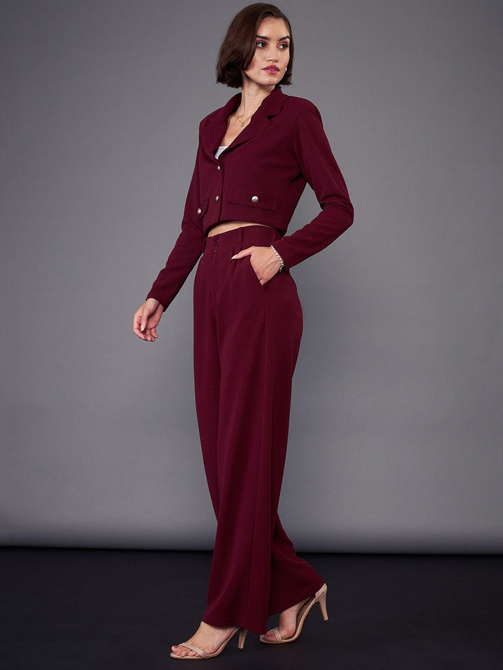 SASSAFRAS worklyf Notch Collar Crop Blazer With Trousers Co-Ords