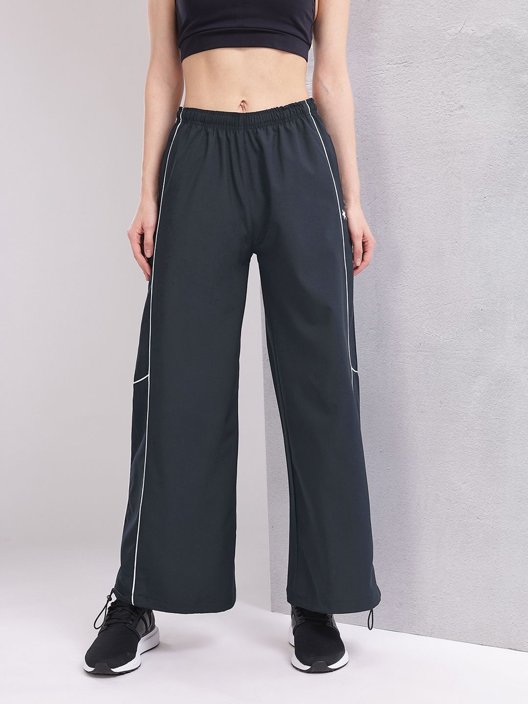 HRX by Hrithik Roshan Women Contrast Piping Rapid-Dry Flared Training Track Pants