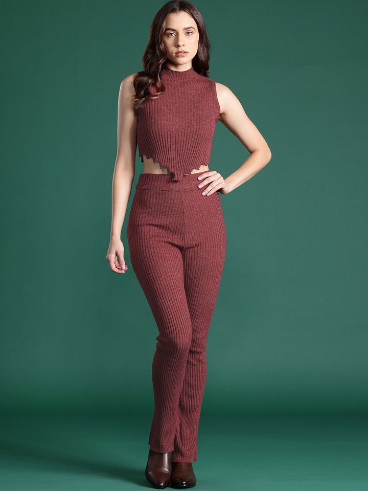 DressBerry Women Ribbed Acrylic Winter Co-Ords