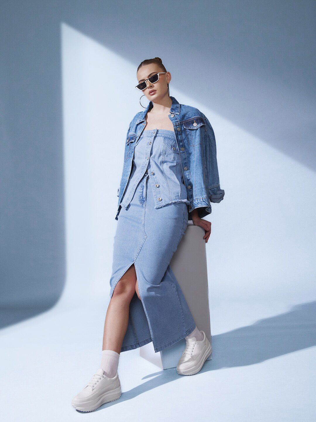 STREET 9 Cotton Denim Corset  Top