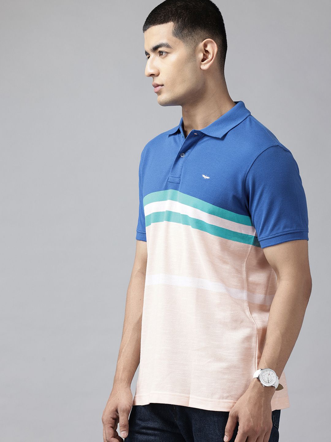 Park Avenue Striped Polo Collar Slim Fit T-shirt