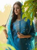 KALINI Ethnic Motifs Embroidered Straight Kurta & Trousers With Dupatta