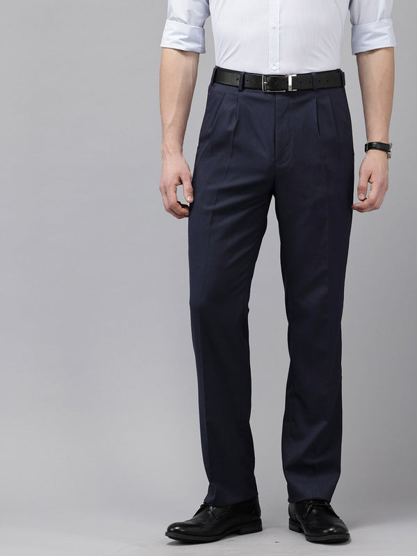 Park Avenue Men Textured Pleated Trousers